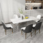 Stone Top Dining Table Contemporary Rectangle Dining Table with Double Pedestal Base White 51.2"L x 27.6"W x 29.5"H Without Chairs Clearhalo ' dining_table' 'Dining Tables & Seating' 'Dining Tables' 'furn' 'furn_dining_table' 'Furniture' 'furniture_dining_table' 'Kitchen & Dining Furniture' 'kitchen&dining_furn' 'kitchen' 'kitchen_dining_table' 4621753