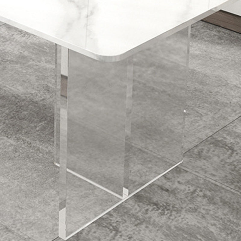 Stone Top Dining Table Contemporary Rectangle Dining Table with Double Pedestal Base Clearhalo ' dining_table' 'Dining Tables & Seating' 'Dining Tables' 'furn' 'furn_dining_table' 'Furniture' 'furniture_dining_table' 'Kitchen & Dining Furniture' 'kitchen&dining_furn' 'kitchen' 'kitchen_dining_table' 4621756