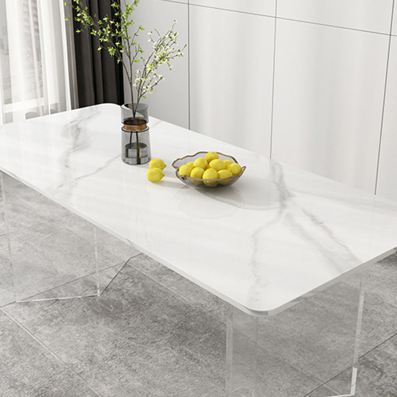 Stone Top Dining Table Contemporary Rectangle Dining Table with Double Pedestal Base Clearhalo ' dining_table' 'Dining Tables & Seating' 'Dining Tables' 'furn' 'furn_dining_table' 'Furniture' 'furniture_dining_table' 'Kitchen & Dining Furniture' 'kitchen&dining_furn' 'kitchen' 'kitchen_dining_table' 4621757