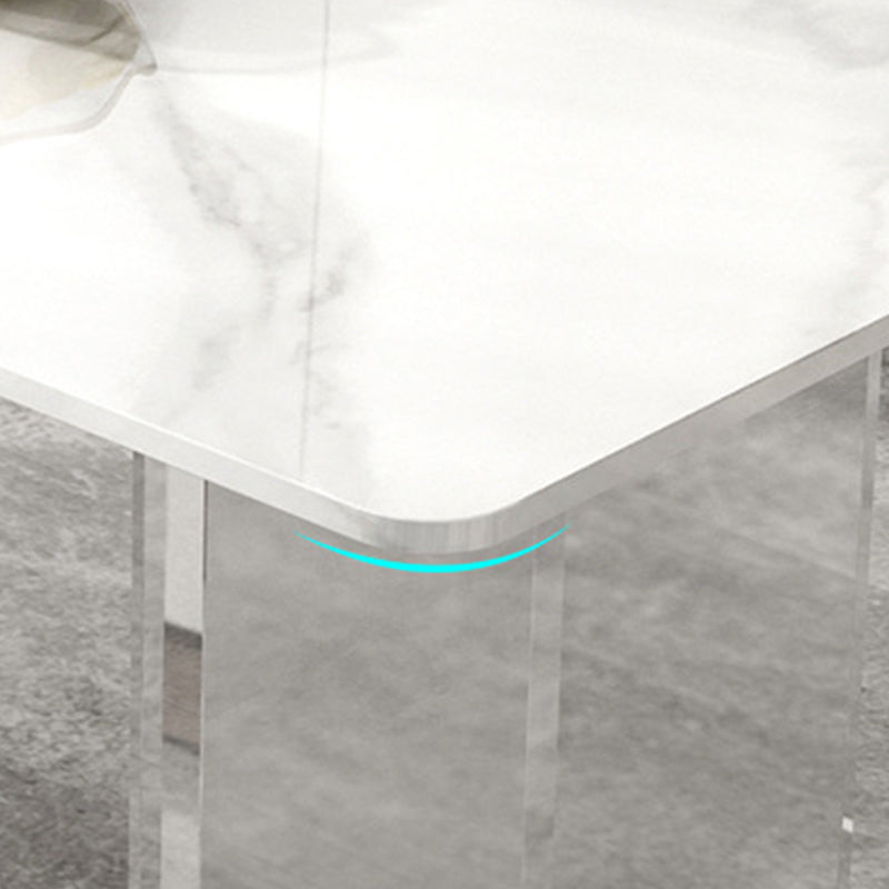 Stone Top Dining Table Contemporary Rectangle Dining Table with Double Pedestal Base Clearhalo ' dining_table' 'Dining Tables & Seating' 'Dining Tables' 'furn' 'furn_dining_table' 'Furniture' 'furniture_dining_table' 'Kitchen & Dining Furniture' 'kitchen&dining_furn' 'kitchen' 'kitchen_dining_table' 4621758