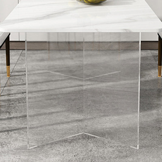 Stone Top Dining Table Contemporary Rectangle Dining Table with Double Pedestal Base Clearhalo ' dining_table' 'Dining Tables & Seating' 'Dining Tables' 'furn' 'furn_dining_table' 'Furniture' 'furniture_dining_table' 'Kitchen & Dining Furniture' 'kitchen&dining_furn' 'kitchen' 'kitchen_dining_table' 4621759
