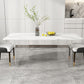 Stone Top Dining Table Contemporary Rectangle Dining Table with Double Pedestal Base Clearhalo ' dining_table' 'Dining Tables & Seating' 'Dining Tables' 'furn' 'furn_dining_table' 'Furniture' 'furniture_dining_table' 'Kitchen & Dining Furniture' 'kitchen&dining_furn' 'kitchen' 'kitchen_dining_table' 4621761
