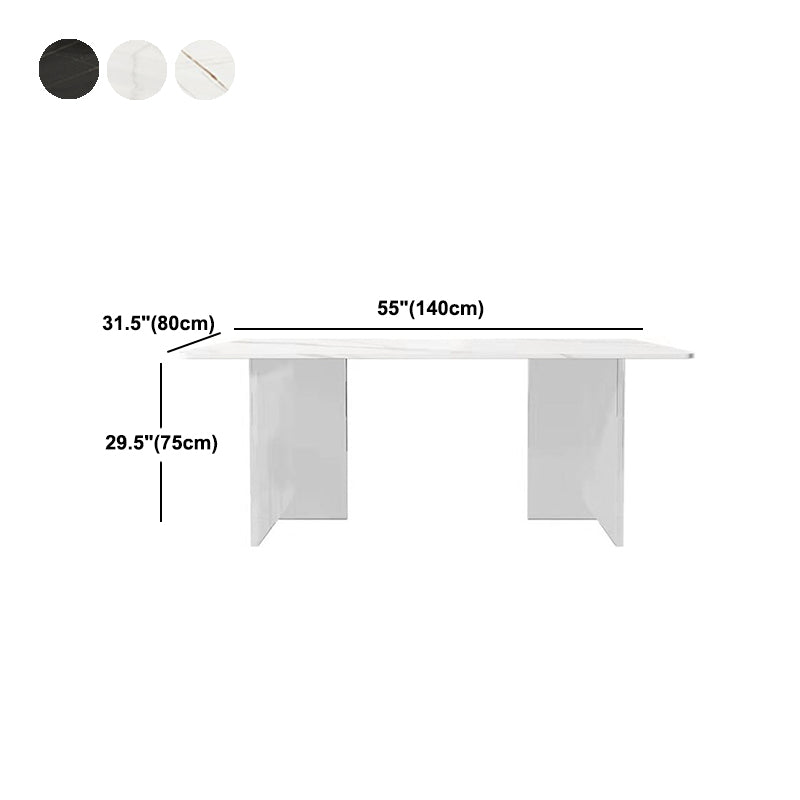 Stone Top Dining Table Contemporary Rectangle Dining Table with Double Pedestal Base Clearhalo ' dining_table' 'Dining Tables & Seating' 'Dining Tables' 'furn' 'furn_dining_table' 'Furniture' 'furniture_dining_table' 'Kitchen & Dining Furniture' 'kitchen&dining_furn' 'kitchen' 'kitchen_dining_table' 4621765
