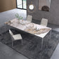 Stone Top Dining Table Contemporary Dining Table with 4 Legs in Black Pandora Gold Without Chairs Clearhalo ' dining_table' 'Dining Tables & Seating' 'Dining Tables' 'furn' 'furn_dining_table' 'Furniture' 'furniture_dining_table' 'Kitchen & Dining Furniture' 'kitchen&dining_furn' 'kitchen' 'kitchen_dining_table' 4621770
