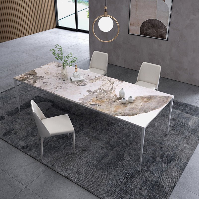 Stone Top Dining Table Contemporary Dining Table with 4 Legs in Black Pandora Gold Without Chairs Clearhalo ' dining_table' 'Dining Tables & Seating' 'Dining Tables' 'furn' 'furn_dining_table' 'Furniture' 'furniture_dining_table' 'Kitchen & Dining Furniture' 'kitchen&dining_furn' 'kitchen' 'kitchen_dining_table' 4621770