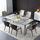 Stone Top Dining Table Contemporary Dining Table with 4 Legs in Black Gray 55.1"L x 31.5"W x 29.5"H Without Chairs Clearhalo ' dining_table' 'Dining Tables & Seating' 'Dining Tables' 'furn' 'furn_dining_table' 'Furniture' 'furniture_dining_table' 'Kitchen & Dining Furniture' 'kitchen&dining_furn' 'kitchen' 'kitchen_dining_table' 4621771
