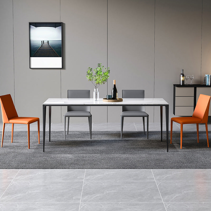 Stone Top Dining Table Contemporary Dining Table with 4 Legs in Black White Without Chairs Clearhalo ' dining_table' 'Dining Tables & Seating' 'Dining Tables' 'furn' 'furn_dining_table' 'Furniture' 'furniture_dining_table' 'Kitchen & Dining Furniture' 'kitchen&dining_furn' 'kitchen' 'kitchen_dining_table' 4621772