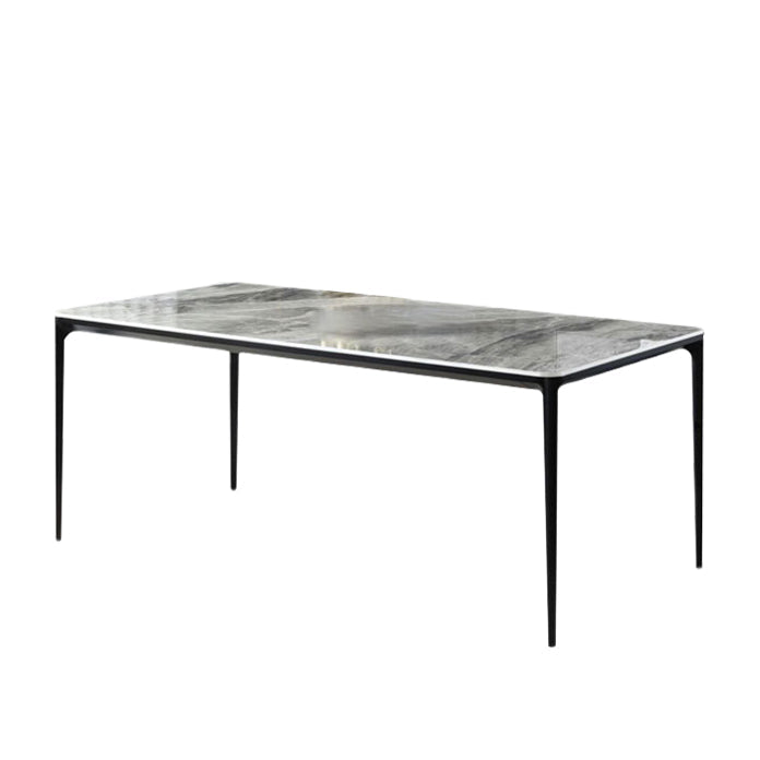 Stone Top Dining Table Contemporary Dining Table with 4 Legs in Black Gray Without Chairs Clearhalo ' dining_table' 'Dining Tables & Seating' 'Dining Tables' 'furn' 'furn_dining_table' 'Furniture' 'furniture_dining_table' 'Kitchen & Dining Furniture' 'kitchen&dining_furn' 'kitchen' 'kitchen_dining_table' 4621773
