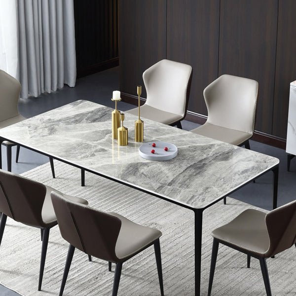 Stone Top Dining Table Contemporary Dining Table with 4 Legs in Black Clearhalo ' dining_table' 'Dining Tables & Seating' 'Dining Tables' 'furn' 'furn_dining_table' 'Furniture' 'furniture_dining_table' 'Kitchen & Dining Furniture' 'kitchen&dining_furn' 'kitchen' 'kitchen_dining_table' 4621774