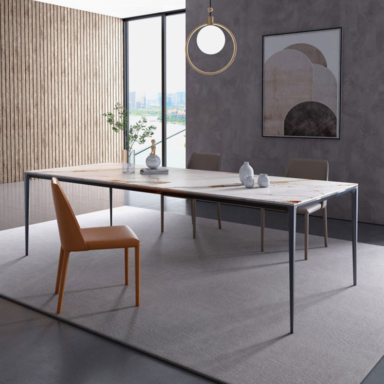 Stone Top Dining Table Contemporary Dining Table with 4 Legs in Black Clearhalo ' dining_table' 'Dining Tables & Seating' 'Dining Tables' 'furn' 'furn_dining_table' 'Furniture' 'furniture_dining_table' 'Kitchen & Dining Furniture' 'kitchen&dining_furn' 'kitchen' 'kitchen_dining_table' 4621776
