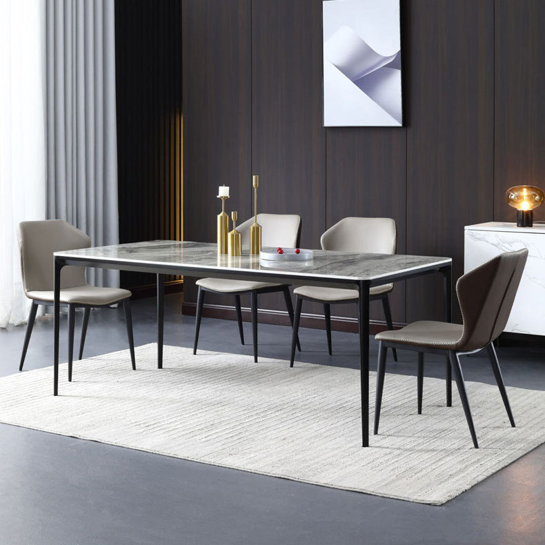 Stone Top Dining Table Contemporary Dining Table with 4 Legs in Black Clearhalo ' dining_table' 'Dining Tables & Seating' 'Dining Tables' 'furn' 'furn_dining_table' 'Furniture' 'furniture_dining_table' 'Kitchen & Dining Furniture' 'kitchen&dining_furn' 'kitchen' 'kitchen_dining_table' 4621777