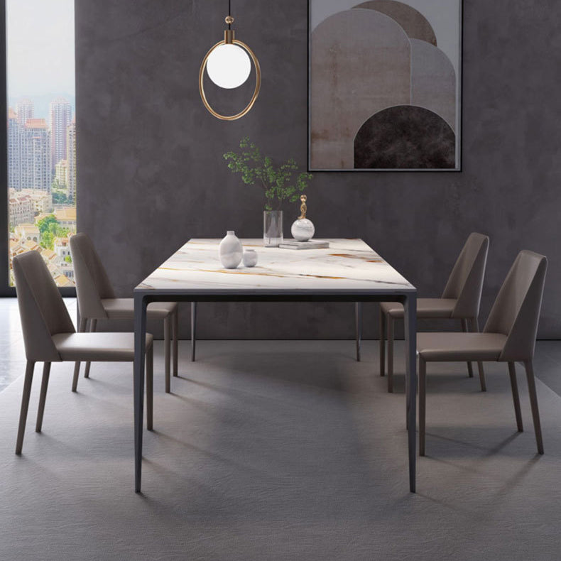 Stone Top Dining Table Contemporary Dining Table with 4 Legs in Black Clearhalo ' dining_table' 'Dining Tables & Seating' 'Dining Tables' 'furn' 'furn_dining_table' 'Furniture' 'furniture_dining_table' 'Kitchen & Dining Furniture' 'kitchen&dining_furn' 'kitchen' 'kitchen_dining_table' 4621778