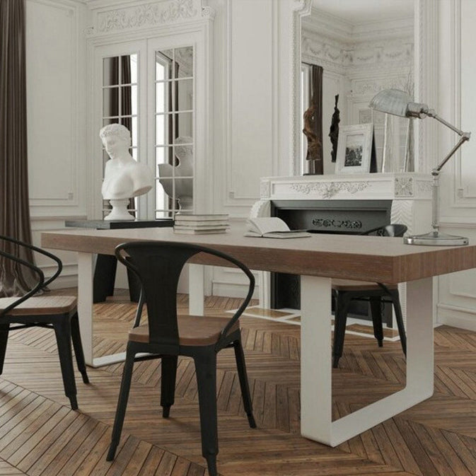 Contemporary Wood Dining Table Rectangle Dining Table with Sled Base White 70.9"L x 31.5"W x 29.5"H Without Chairs Clearhalo ' dining_table' 'Dining Tables & Seating' 'Dining Tables' 'furn' 'furn_dining_table' 'Furniture' 'furniture_dining_table' 'Kitchen & Dining Furniture' 'kitchen&dining_furn' 'kitchen' 'kitchen_dining_table' 4621786