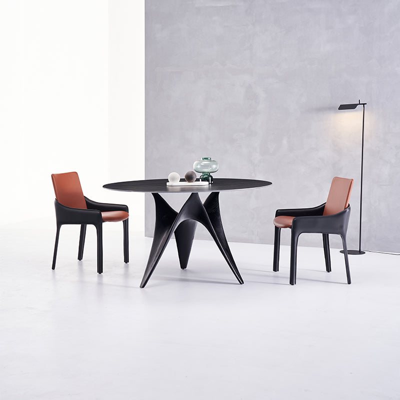 Modern Metal Dining Chair Leather Arm Dining Room Chair for Home Use Clearhalo ' kitchen&dining_furn' 'Dining Chairs' 'Dining Tables & Seating' 'dining_chair' 'furn' 'furn_dining_chair' 'Furniture' 'furniture_dining_chair' 'Kitchen & Dining Furniture' 'kitchen' 4621799