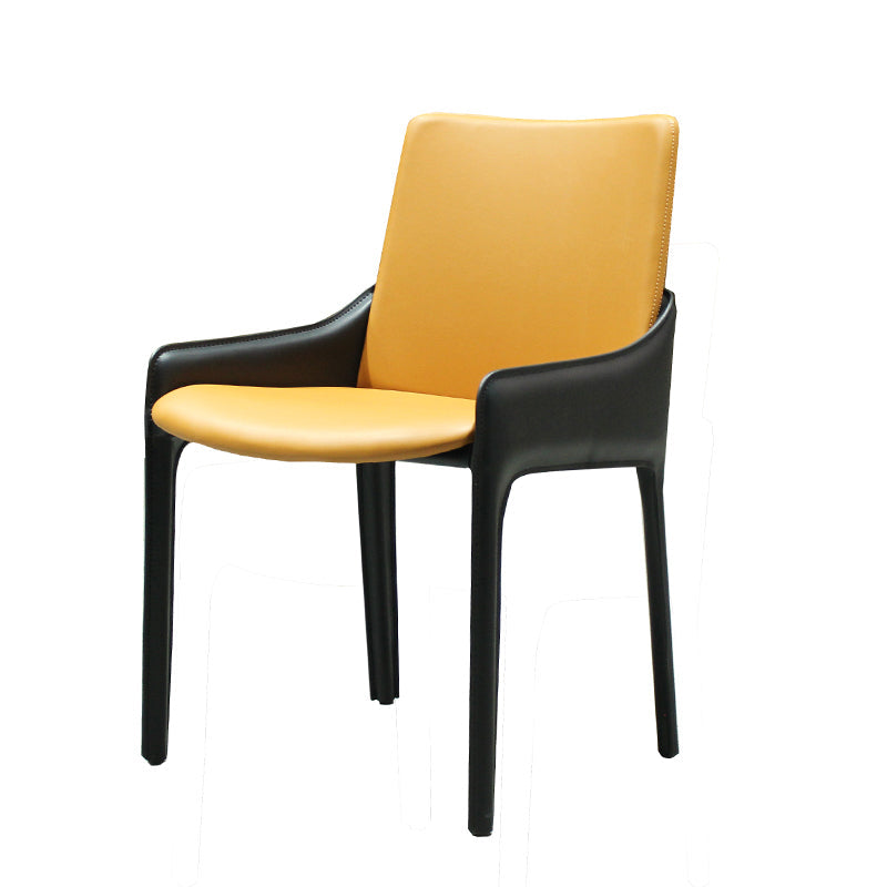 Modern Metal Dining Chair Leather Arm Dining Room Chair for Home Use Clearhalo ' kitchen&dining_furn' 'Dining Chairs' 'Dining Tables & Seating' 'dining_chair' 'furn' 'furn_dining_chair' 'Furniture' 'furniture_dining_chair' 'Kitchen & Dining Furniture' 'kitchen' 4621807