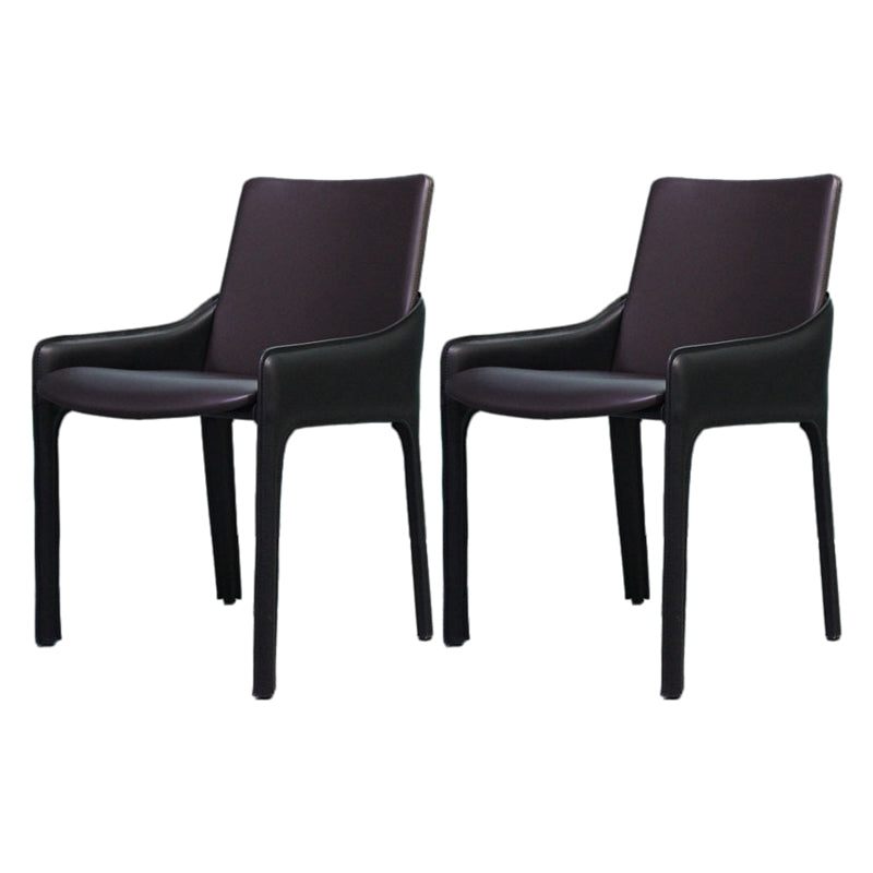 Modern Metal Dining Chair Leather Arm Dining Room Chair for Home Use Dark Coffee 2 Piece Set Clearhalo ' kitchen&dining_furn' 'Dining Chairs' 'Dining Tables & Seating' 'dining_chair' 'furn' 'furn_dining_chair' 'Furniture' 'furniture_dining_chair' 'Kitchen & Dining Furniture' 'kitchen' 4621811
