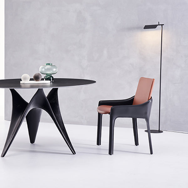 Modern Metal Dining Chair Leather Arm Dining Room Chair for Home Use Clearhalo ' kitchen&dining_furn' 'Dining Chairs' 'Dining Tables & Seating' 'dining_chair' 'furn' 'furn_dining_chair' 'Furniture' 'furniture_dining_chair' 'Kitchen & Dining Furniture' 'kitchen' 4621815