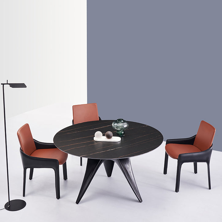 Modern Metal Dining Chair Leather Arm Dining Room Chair for Home Use Clearhalo ' kitchen&dining_furn' 'Dining Chairs' 'Dining Tables & Seating' 'dining_chair' 'furn' 'furn_dining_chair' 'Furniture' 'furniture_dining_chair' 'Kitchen & Dining Furniture' 'kitchen' 4621819