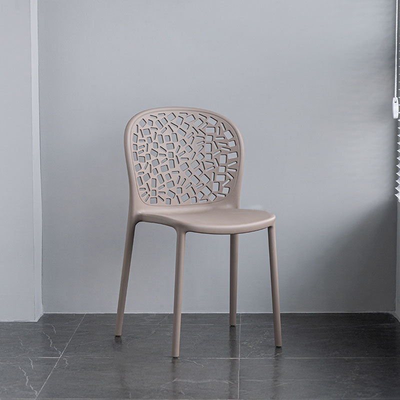 Scandinavian Open Back Dining Side Chair Plastic Dining Armless Chair Grey 1 Piece Clearhalo ' kitchen&dining_furn' 'Dining Chairs' 'Dining Tables & Seating' 'dining_chair' 'furn' 'furn_dining_chair' 'Furniture' 'furniture_dining_chair' 'Kitchen & Dining Furniture' 'kitchen' 4621829