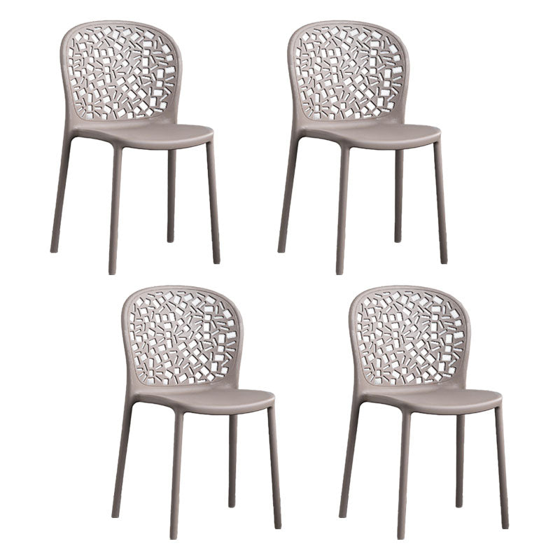 Scandinavian Open Back Dining Side Chair Plastic Dining Armless Chair Grey 4 Piece Set Clearhalo ' kitchen&dining_furn' 'Dining Chairs' 'Dining Tables & Seating' 'dining_chair' 'furn' 'furn_dining_chair' 'Furniture' 'furniture_dining_chair' 'Kitchen & Dining Furniture' 'kitchen' 4621832