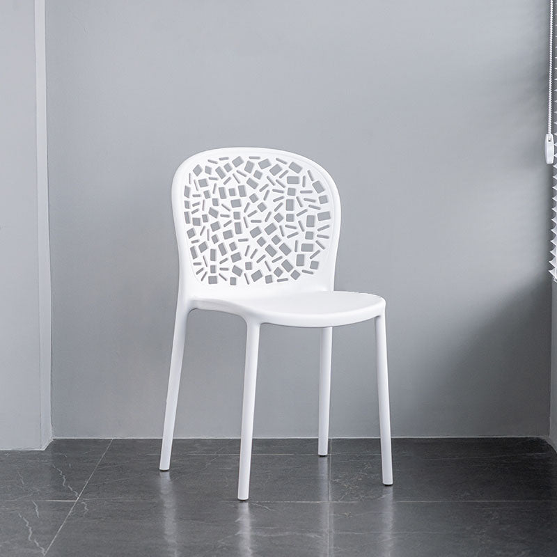 Scandinavian Open Back Dining Side Chair Plastic Dining Armless Chair White 1 Piece Clearhalo ' kitchen&dining_furn' 'Dining Chairs' 'Dining Tables & Seating' 'dining_chair' 'furn' 'furn_dining_chair' 'Furniture' 'furniture_dining_chair' 'Kitchen & Dining Furniture' 'kitchen' 4621834