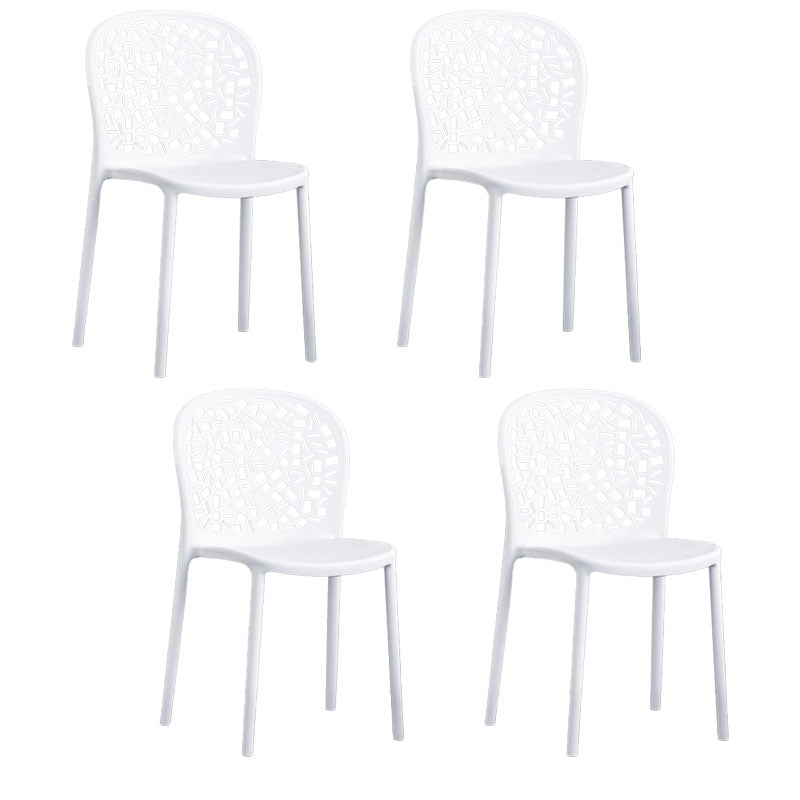 Scandinavian Open Back Dining Side Chair Plastic Dining Armless Chair White 4 Piece Set Clearhalo ' kitchen&dining_furn' 'Dining Chairs' 'Dining Tables & Seating' 'dining_chair' 'furn' 'furn_dining_chair' 'Furniture' 'furniture_dining_chair' 'Kitchen & Dining Furniture' 'kitchen' 4621838