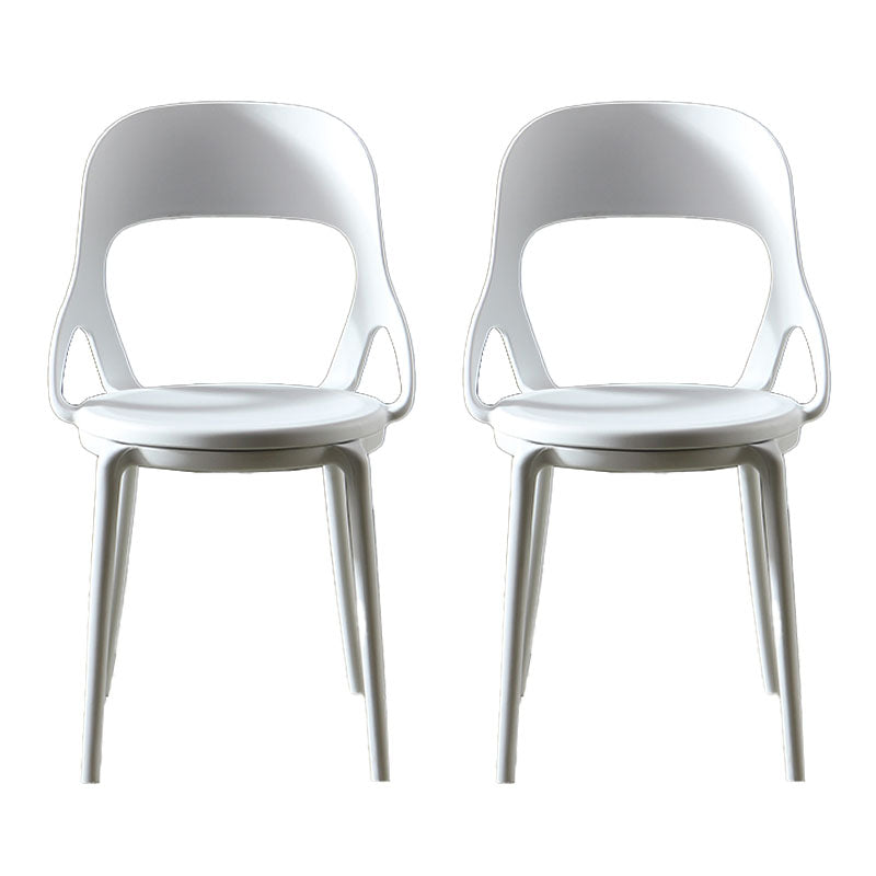 Scandinavian Open Back Armless Dining Chairs Plastic Side Chair White 2 Piece Set Clearhalo ' kitchen&dining_furn' 'Dining Chairs' 'Dining Tables & Seating' 'dining_chair' 'furn' 'furn_dining_chair' 'Furniture' 'furniture_dining_chair' 'Kitchen & Dining Furniture' 'kitchen' 4621871
