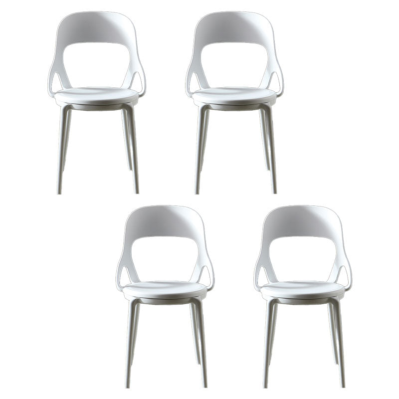 Scandinavian Open Back Armless Dining Chairs Plastic Side Chair White 4 Piece Set Clearhalo ' kitchen&dining_furn' 'Dining Chairs' 'Dining Tables & Seating' 'dining_chair' 'furn' 'furn_dining_chair' 'Furniture' 'furniture_dining_chair' 'Kitchen & Dining Furniture' 'kitchen' 4621872