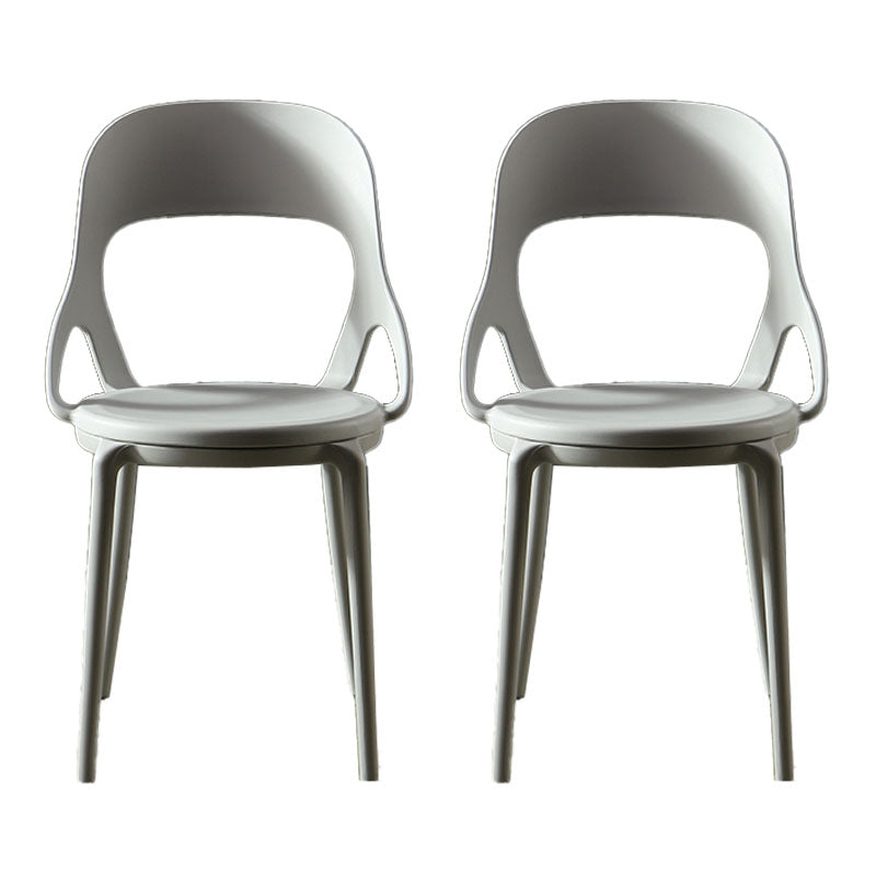 Scandinavian Open Back Armless Dining Chairs Plastic Side Chair Grey 2 Piece Set Clearhalo ' kitchen&dining_furn' 'Dining Chairs' 'Dining Tables & Seating' 'dining_chair' 'furn' 'furn_dining_chair' 'Furniture' 'furniture_dining_chair' 'Kitchen & Dining Furniture' 'kitchen' 4621875