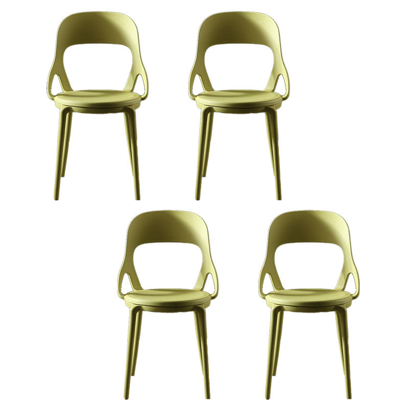 Scandinavian Open Back Armless Dining Chairs Plastic Side Chair Yellow 4 Piece Set Clearhalo ' kitchen&dining_furn' 'Dining Chairs' 'Dining Tables & Seating' 'dining_chair' 'furn' 'furn_dining_chair' 'Furniture' 'furniture_dining_chair' 'Kitchen & Dining Furniture' 'kitchen' 4621880