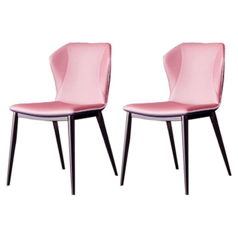 Modern Leather Home Side Chair Wingback Matte Finish Dining Chair Pink 2 Piece Set Clearhalo ' kitchen&dining_furn' 'Dining Chairs' 'Dining Tables & Seating' 'dining_chair' 'furn' 'furn_dining_chair' 'Furniture' 'furniture_dining_chair' 'Kitchen & Dining Furniture' 'kitchen' 4621952