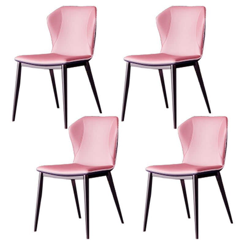 Modern Leather Home Side Chair Wingback Matte Finish Dining Chair Pink 4 Piece Set Clearhalo ' kitchen&dining_furn' 'Dining Chairs' 'Dining Tables & Seating' 'dining_chair' 'furn' 'furn_dining_chair' 'Furniture' 'furniture_dining_chair' 'Kitchen & Dining Furniture' 'kitchen' 4621954