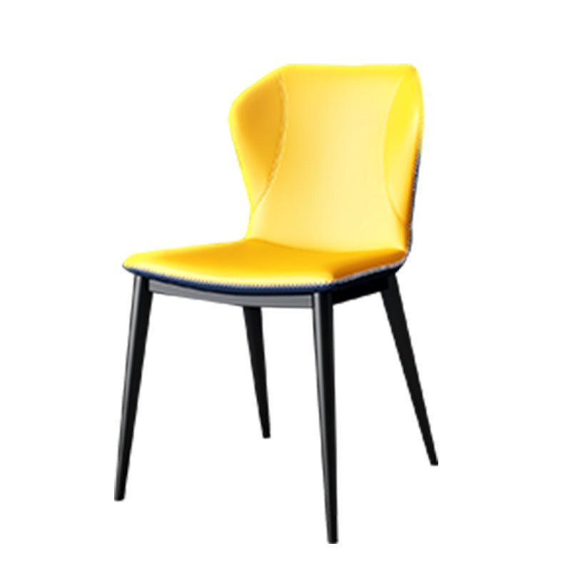 Modern Leather Home Side Chair Wingback Matte Finish Dining Chair Yellow 1 Piece Clearhalo ' kitchen&dining_furn' 'Dining Chairs' 'Dining Tables & Seating' 'dining_chair' 'furn' 'furn_dining_chair' 'Furniture' 'furniture_dining_chair' 'Kitchen & Dining Furniture' 'kitchen' 4621957