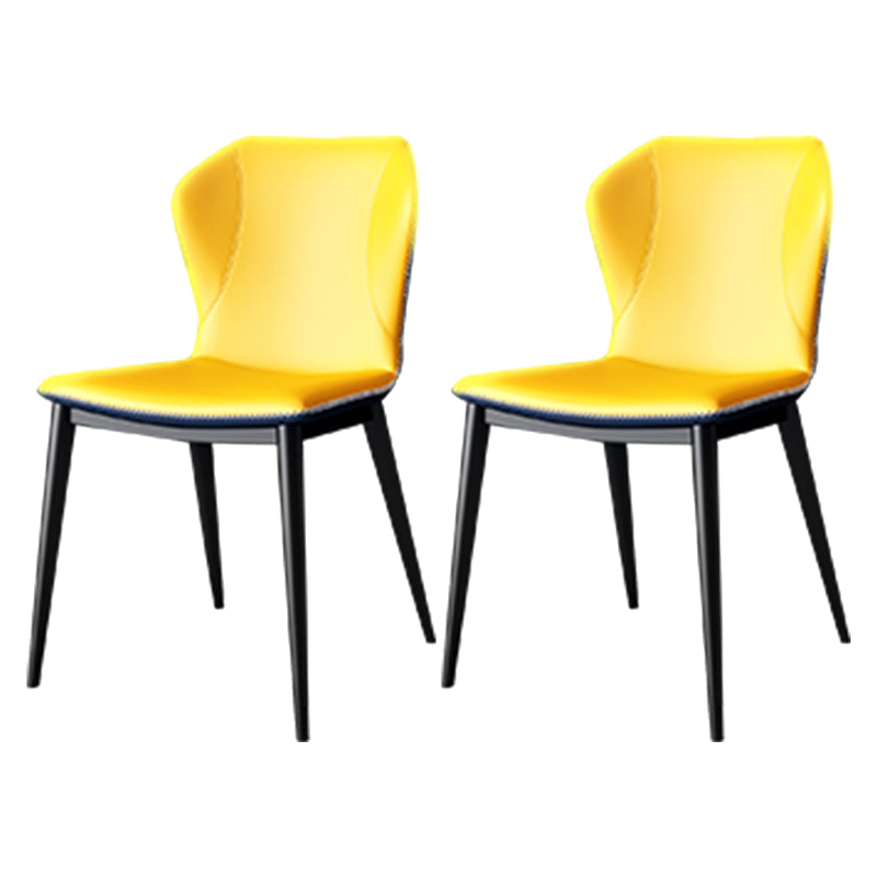 Modern Leather Home Side Chair Wingback Matte Finish Dining Chair Yellow 2 Piece Set Clearhalo ' kitchen&dining_furn' 'Dining Chairs' 'Dining Tables & Seating' 'dining_chair' 'furn' 'furn_dining_chair' 'Furniture' 'furniture_dining_chair' 'Kitchen & Dining Furniture' 'kitchen' 4621959