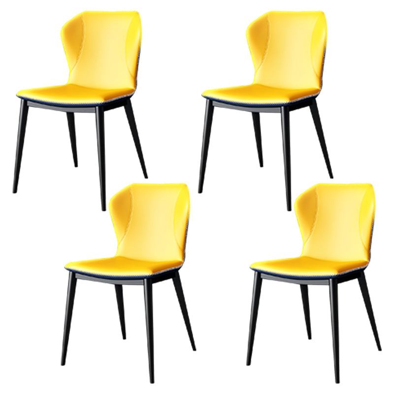 Modern Leather Home Side Chair Wingback Matte Finish Dining Chair Yellow 4 Piece Set Clearhalo ' kitchen&dining_furn' 'Dining Chairs' 'Dining Tables & Seating' 'dining_chair' 'furn' 'furn_dining_chair' 'Furniture' 'furniture_dining_chair' 'Kitchen & Dining Furniture' 'kitchen' 4621961