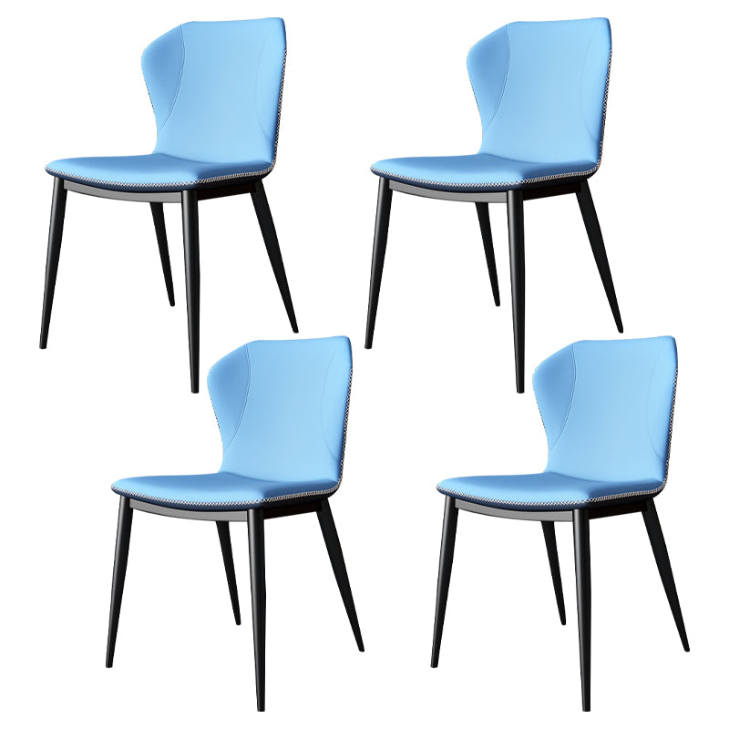 Modern Leather Home Side Chair Wingback Matte Finish Dining Chair Light Blue 4 Piece Set Clearhalo ' kitchen&dining_furn' 'Dining Chairs' 'Dining Tables & Seating' 'dining_chair' 'furn' 'furn_dining_chair' 'Furniture' 'furniture_dining_chair' 'Kitchen & Dining Furniture' 'kitchen' 4621967