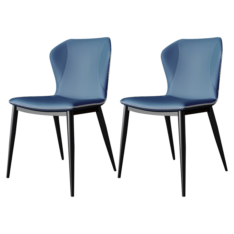 Modern Leather Home Side Chair Wingback Matte Finish Dining Chair Dark Blue 2 Piece Set Clearhalo ' kitchen&dining_furn' 'Dining Chairs' 'Dining Tables & Seating' 'dining_chair' 'furn' 'furn_dining_chair' 'Furniture' 'furniture_dining_chair' 'Kitchen & Dining Furniture' 'kitchen' 4621970