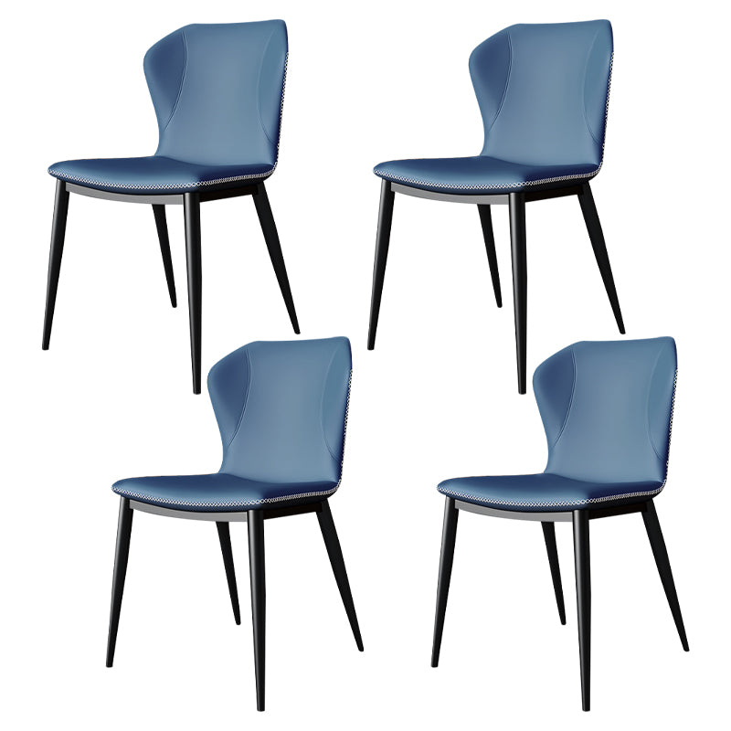 Modern Leather Home Side Chair Wingback Matte Finish Dining Chair Dark Blue 4 Piece Set Clearhalo ' kitchen&dining_furn' 'Dining Chairs' 'Dining Tables & Seating' 'dining_chair' 'furn' 'furn_dining_chair' 'Furniture' 'furniture_dining_chair' 'Kitchen & Dining Furniture' 'kitchen' 4621971
