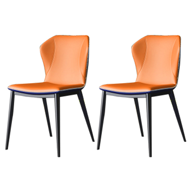 Modern Leather Home Side Chair Wingback Matte Finish Dining Chair Orange 2 Piece Set Clearhalo ' kitchen&dining_furn' 'Dining Chairs' 'Dining Tables & Seating' 'dining_chair' 'furn' 'furn_dining_chair' 'Furniture' 'furniture_dining_chair' 'Kitchen & Dining Furniture' 'kitchen' 4621973