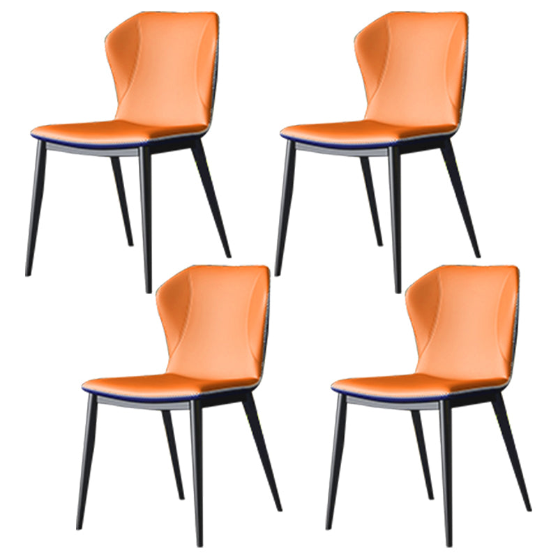 Modern Leather Home Side Chair Wingback Matte Finish Dining Chair Orange 4 Piece Set Clearhalo ' kitchen&dining_furn' 'Dining Chairs' 'Dining Tables & Seating' 'dining_chair' 'furn' 'furn_dining_chair' 'Furniture' 'furniture_dining_chair' 'Kitchen & Dining Furniture' 'kitchen' 4621974