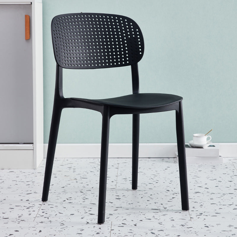 Scandinavian Plastic Dining Kitchen Room Chair Open Back Side Chair Black 1 Piece Clearhalo ' kitchen&dining_furn' 'Dining Chairs' 'Dining Tables & Seating' 'dining_chair' 'furn' 'furn_dining_chair' 'Furniture' 'furniture_dining_chair' 'Kitchen & Dining Furniture' 'kitchen' 4621977