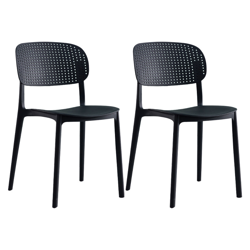 Scandinavian Plastic Dining Kitchen Room Chair Open Back Side Chair Black 2 Piece Set Clearhalo ' kitchen&dining_furn' 'Dining Chairs' 'Dining Tables & Seating' 'dining_chair' 'furn' 'furn_dining_chair' 'Furniture' 'furniture_dining_chair' 'Kitchen & Dining Furniture' 'kitchen' 4621978