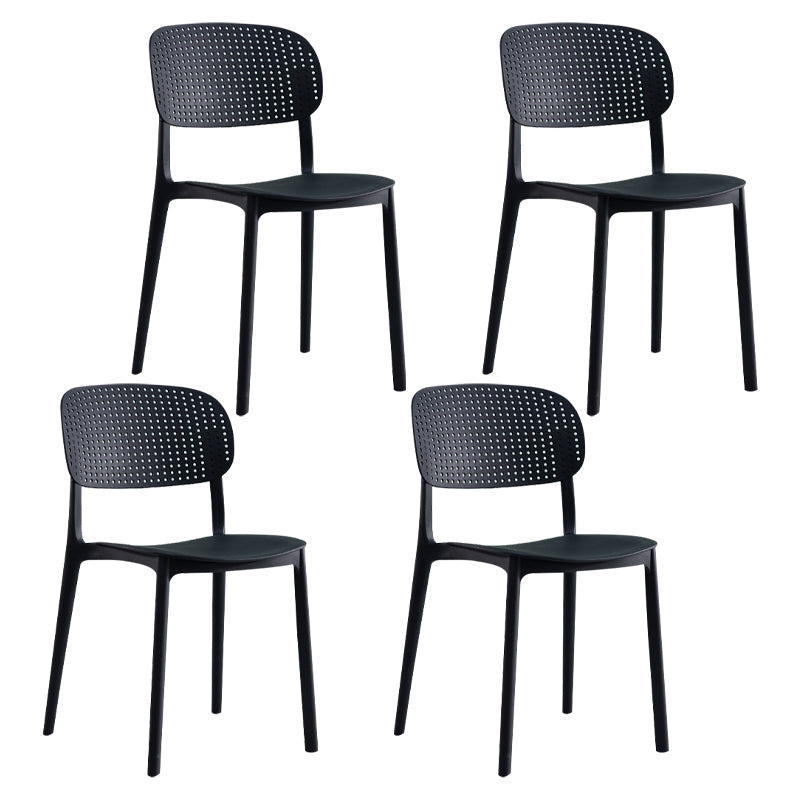 Scandinavian Plastic Dining Kitchen Room Chair Open Back Side Chair Black 4 Piece Set Clearhalo ' kitchen&dining_furn' 'Dining Chairs' 'Dining Tables & Seating' 'dining_chair' 'furn' 'furn_dining_chair' 'Furniture' 'furniture_dining_chair' 'Kitchen & Dining Furniture' 'kitchen' 4621981