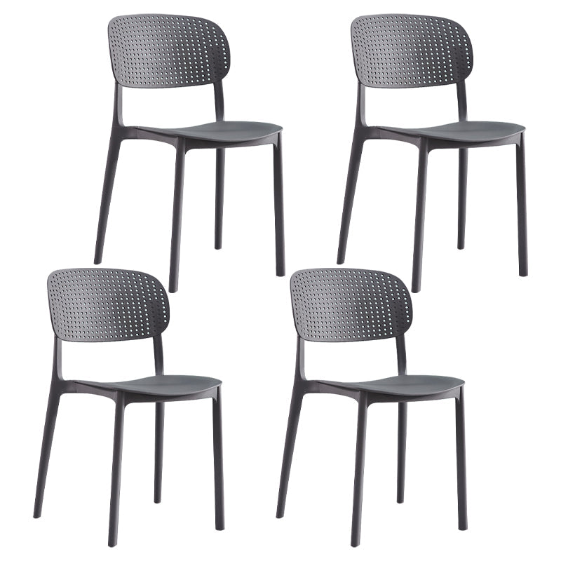 Scandinavian Plastic Dining Kitchen Room Chair Open Back Side Chair Grey 4 Piece Set Clearhalo ' kitchen&dining_furn' 'Dining Chairs' 'Dining Tables & Seating' 'dining_chair' 'furn' 'furn_dining_chair' 'Furniture' 'furniture_dining_chair' 'Kitchen & Dining Furniture' 'kitchen' 4621987