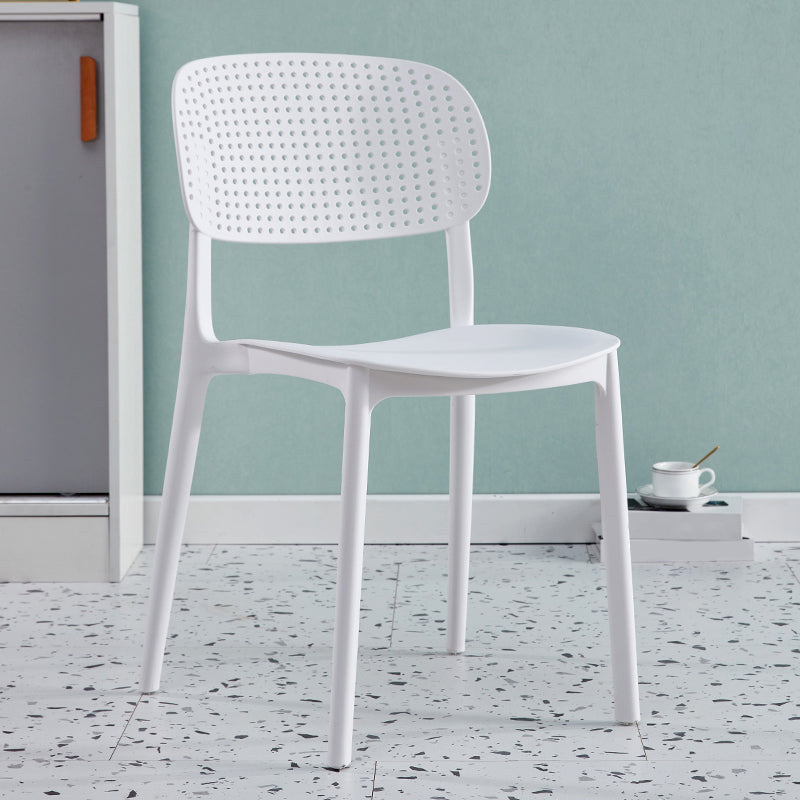 Scandinavian Plastic Dining Kitchen Room Chair Open Back Side Chair White 1 Piece Clearhalo ' kitchen&dining_furn' 'Dining Chairs' 'Dining Tables & Seating' 'dining_chair' 'furn' 'furn_dining_chair' 'Furniture' 'furniture_dining_chair' 'Kitchen & Dining Furniture' 'kitchen' 4621988