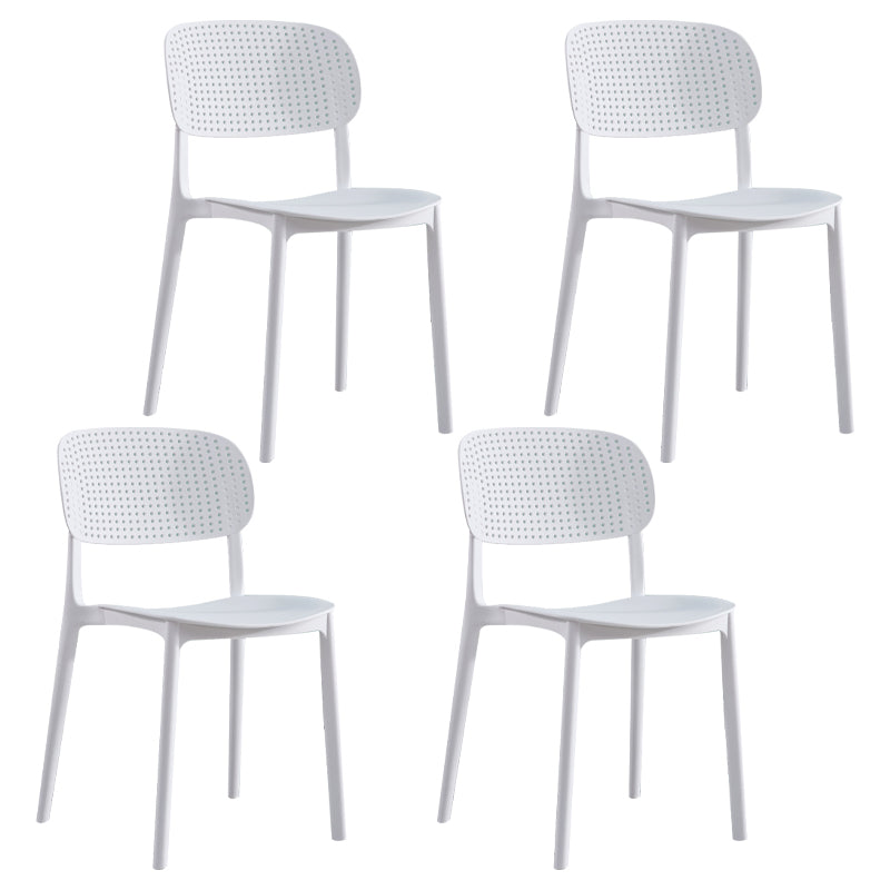 Scandinavian Plastic Dining Kitchen Room Chair Open Back Side Chair White 4 Piece Set Clearhalo ' kitchen&dining_furn' 'Dining Chairs' 'Dining Tables & Seating' 'dining_chair' 'furn' 'furn_dining_chair' 'Furniture' 'furniture_dining_chair' 'Kitchen & Dining Furniture' 'kitchen' 4621992