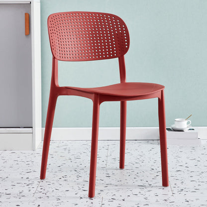 Scandinavian Plastic Dining Kitchen Room Chair Open Back Side Chair Red 1 Piece Clearhalo ' kitchen&dining_furn' 'Dining Chairs' 'Dining Tables & Seating' 'dining_chair' 'furn' 'furn_dining_chair' 'Furniture' 'furniture_dining_chair' 'Kitchen & Dining Furniture' 'kitchen' 4621995