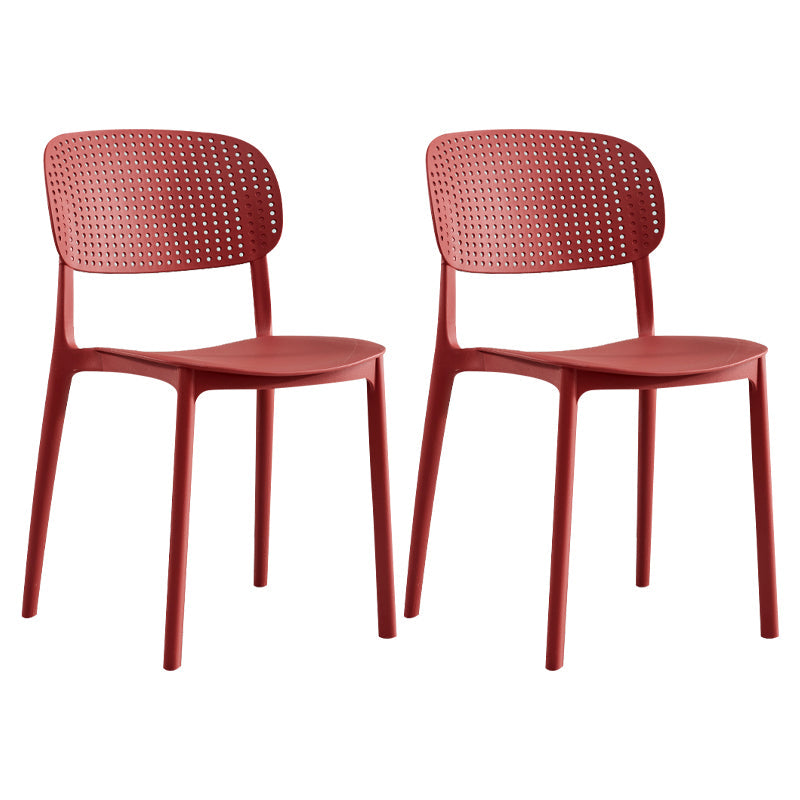 Scandinavian Plastic Dining Kitchen Room Chair Open Back Side Chair Red 2 Piece Set Clearhalo ' kitchen&dining_furn' 'Dining Chairs' 'Dining Tables & Seating' 'dining_chair' 'furn' 'furn_dining_chair' 'Furniture' 'furniture_dining_chair' 'Kitchen & Dining Furniture' 'kitchen' 4621996
