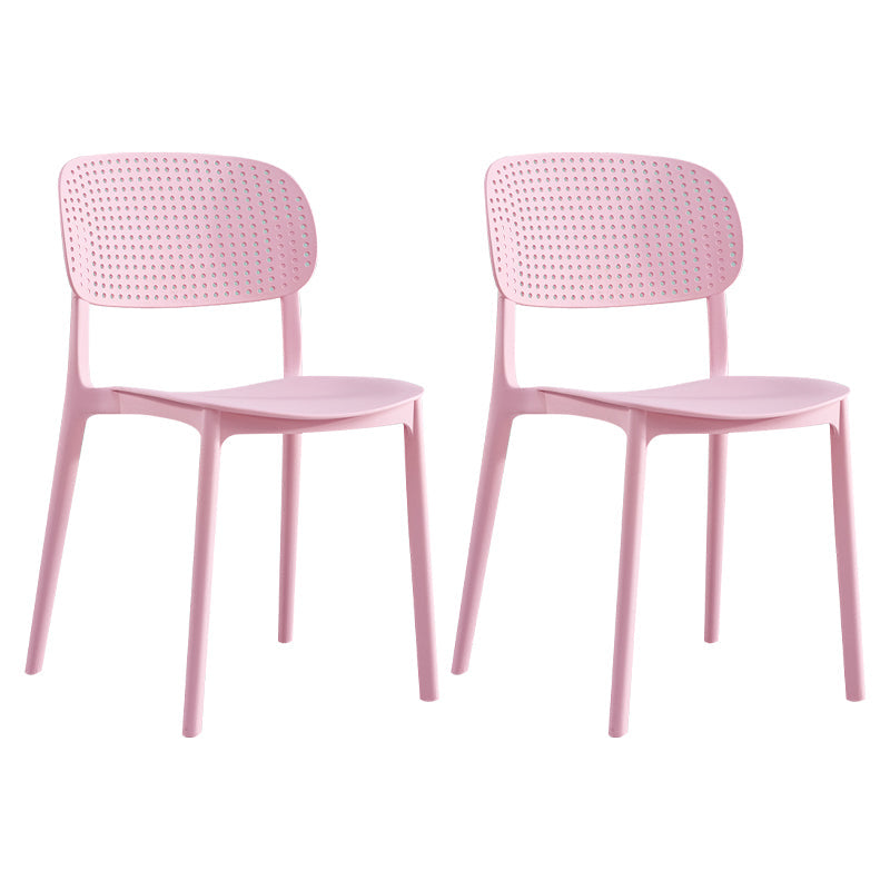 Scandinavian Plastic Dining Kitchen Room Chair Open Back Side Chair Pink 2 Piece Set Clearhalo ' kitchen&dining_furn' 'Dining Chairs' 'Dining Tables & Seating' 'dining_chair' 'furn' 'furn_dining_chair' 'Furniture' 'furniture_dining_chair' 'Kitchen & Dining Furniture' 'kitchen' 4621999