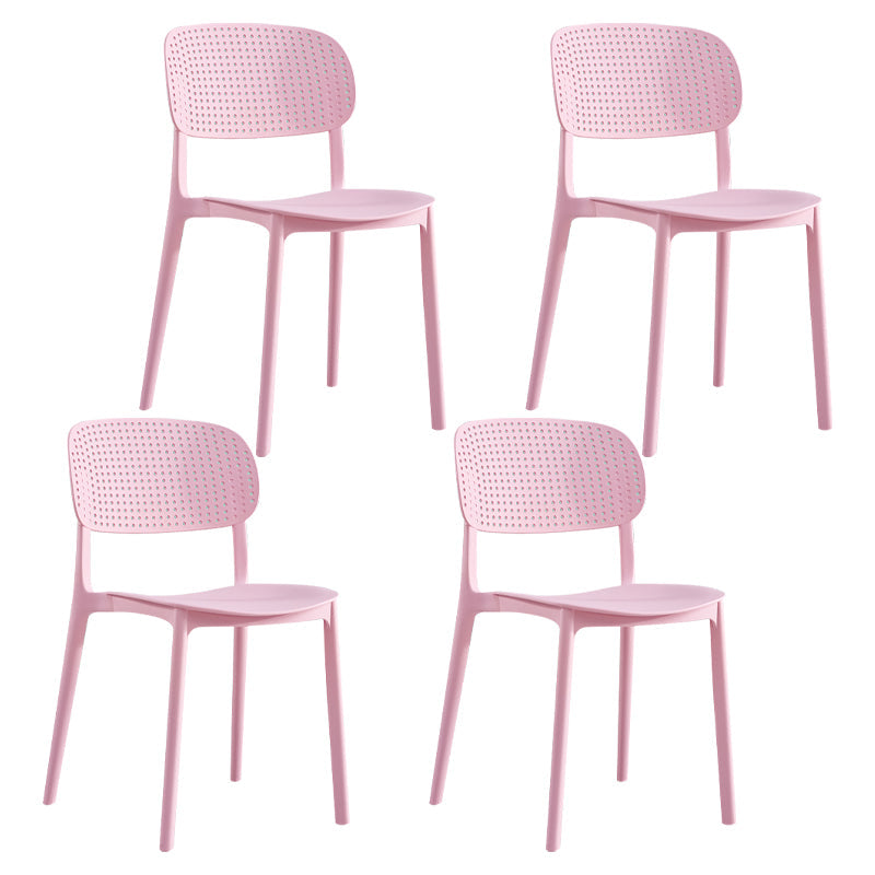 Scandinavian Plastic Dining Kitchen Room Chair Open Back Side Chair Pink 4 Piece Set Clearhalo ' kitchen&dining_furn' 'Dining Chairs' 'Dining Tables & Seating' 'dining_chair' 'furn' 'furn_dining_chair' 'Furniture' 'furniture_dining_chair' 'Kitchen & Dining Furniture' 'kitchen' 4622000